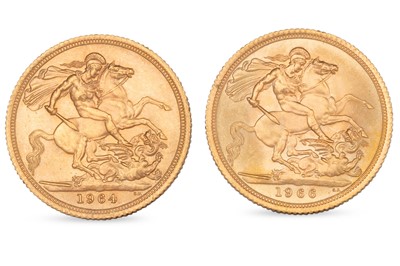 Lot 357 - TWO FULL GOLD SOVEREIGNS, QEII 1964 & 1966,...