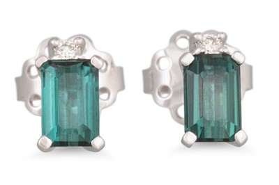 Lot 127 - A PAIR OF GREEN TOURMALINE AND DIAMOND...
