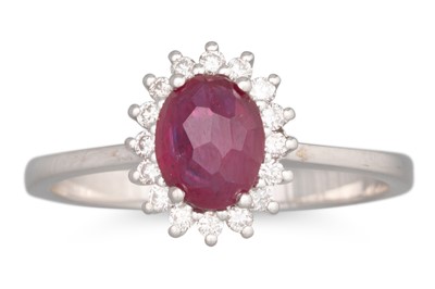 Lot 132 - A RUBY AND DIAMOND CLUSTER RING, the rose cut...