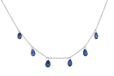 Lot 133 - A BRIOLETTE SAPPHIRE NECKLACE, the drops...