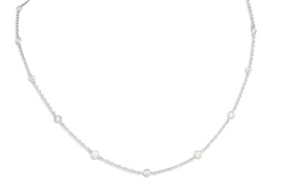 Lot 149 - A DIAMOND SET CHAIN, set with faceted beads...