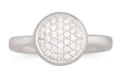Lot 152 - A DIAMOND PAVÉ SET RING, the circular plaque...