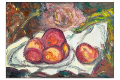 Lot 247 - STILL LIFE OF APPLES IN A BOWL, mixed media on...