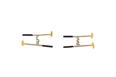 Lot 185 - A PAIR OF ENAMEL CUFF LINKS, in the form of...