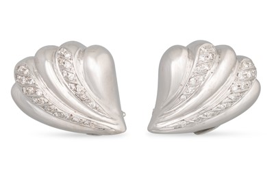 Lot 285 - A PAIR OF VINTAGE DIAMOND SET SHAPED EARRINGS,...