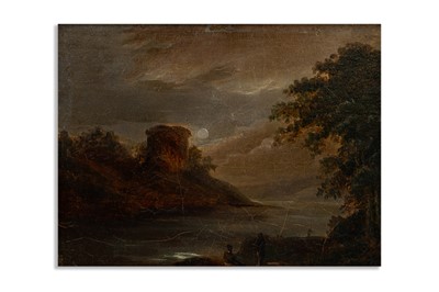 Lot 520 - ENGLISH SCHOOL 19TH CENTURY, landscape at dusk,...