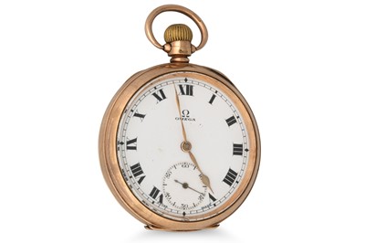 Lot 354 - A PRE-WAR 9CT GOLD OMEGA OPEN FACE POCKET...