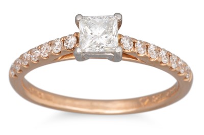 Lot 88 - A PRINCESS CUT DIAMOND SOLITAIRE, the princess...