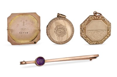 Lot 4 - FOUR 9CT GOLD ITEMS, to include two pendants...