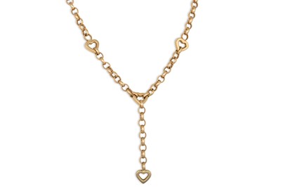 Lot 140 - A 14CT GOLD NECKLACE, with heart shaped...