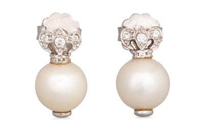 Lot 326 - A PAIR OF CULTURED PEARL EARRINGS, mounted in...