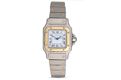 Lot 361 - A LADY'S BI-METAL SANTOS DE CARTIER WRISTWATCH,...