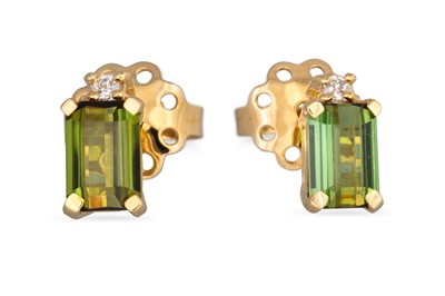 Lot 292 - A PAIR OF TOURMALINE AND DIAMOND EARRINGS,...
