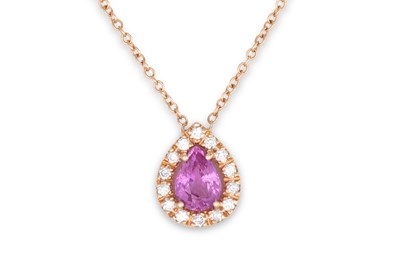 Lot 295 - A PINK SAPPHIRE AND DIAMOND SET CLUSTER...