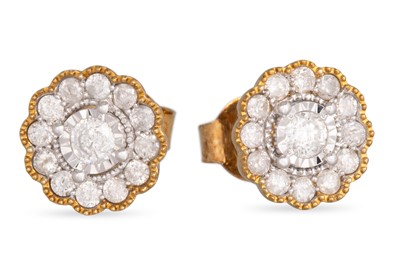 Lot 65 - A PAIR OF DIAMOND CLUSTER EARRINGS, each...