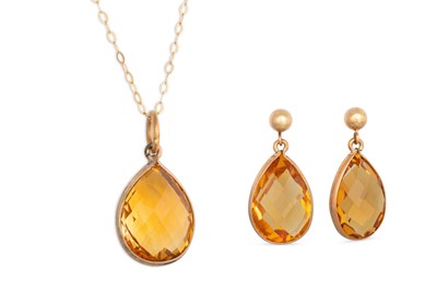 Lot 82 - A PAIR OF CITRINE EARRINGS, mounted in 9ct...