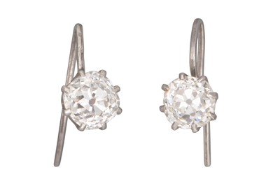 Lot 104 - A PAIR OF DIAMOND STUD EARRINGS, the old cut...