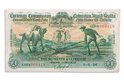 Lot 394 - A 1938 MUNSTER & LEINSTER £1 PLOUGHMAN IRISH...