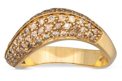 Lot 193 - A SHAPED DIAMOND BAND RING, pavé set with...