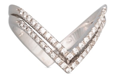Lot 216 - A DIAMOND BAND RING, V- shaped in 18ct white...