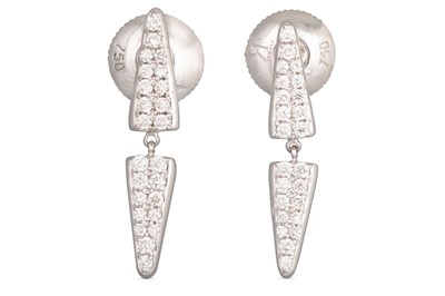Lot 220 - A PAIR OF DIAMOND SET DROP EARRINGS, pavé set...