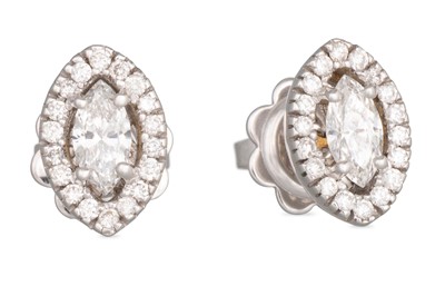 Lot 221 - A PAIR OF DIAMOND CLUSTER EARRINGS, the...