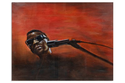 Lot 507 - CLAIRE ANNE AHERN, Ray Charles, oil on canvas,...