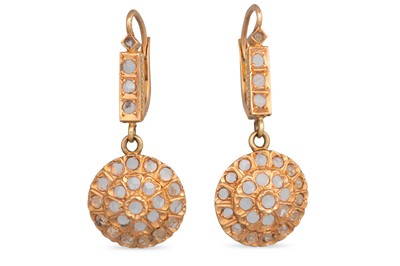 Lot 184 - A PAIR OF DIAMOND CLUSTER DROP EARRINGS, set...