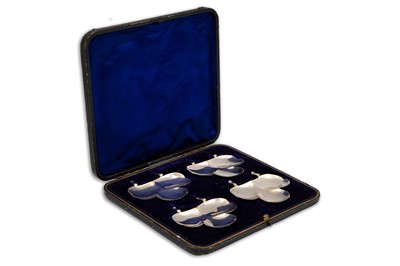 Lot 424 - A SET OF FOUR EDWARDIAN CASED SILVER SHAMROCK...