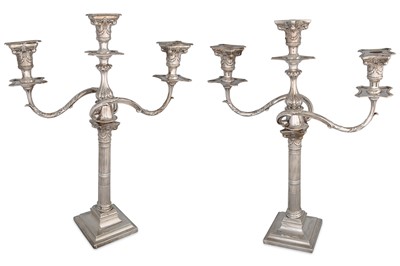 Lot 428 - A FINE PAIR OF ANTIQUATED EDWARDIAN CANDELABRA,...