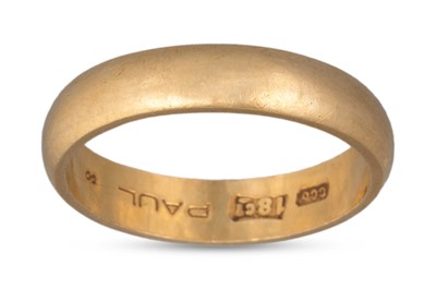 Lot 293 - ***WD***AN 18CT GOLD BAND RING, 3.4 g. size J-K