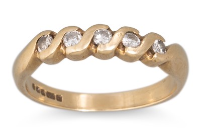 Lot 295 - ***WD***A FIVE STONE DIAMOND RING, mounted in...