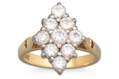 Lot 296 - ***WD***A DIAMOND CLUSTER RING, mounted in...