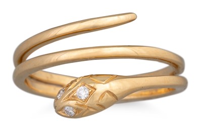Lot 99 - A DIAMOND SET SNAKE RING, mounted in 18ct...