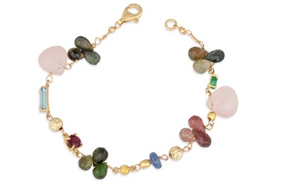 Lot 155 - A MULTI GEM SET TOURMALINE BRACELET, with...