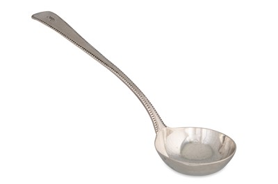 Lot 413 - A GEORGE IV SILVER BOW HANDLED SAUCE LADLE,...