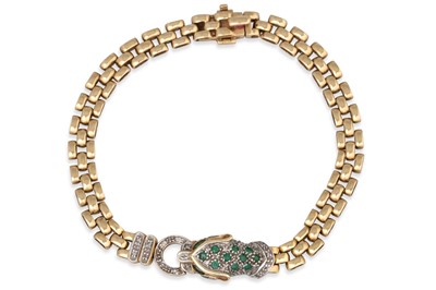 Lot 271 - A 9CT GOLD BRACELET, set to centre with pavé...