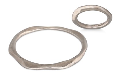 Lot 42 - AN IRISH SILVER BANGLE AND RING, by John Rocha,...