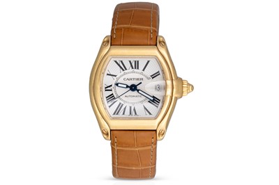 Lot 355 - AN 18CT GOLD GENT'S CARTIER ROADSTER, white...