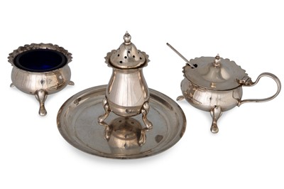 Lot 482 - A MODERN SILVER IRISH CONDIMENT SET SPOON &...