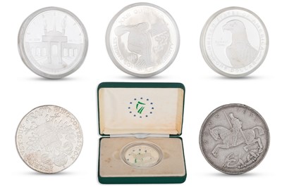 Lot 50 - SIX ASSORTED SILVER CROWNS, sized US & UK...