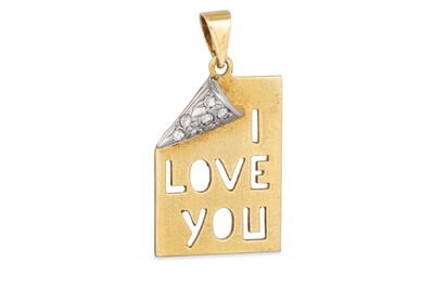 Lot 248 - AN 18CT GOLD PENDANT, spelling 'I Love you'...