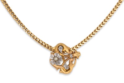 Lot 202 - A VINTAGE 18CT GOLD PENDANT, on an 18ct chain,...