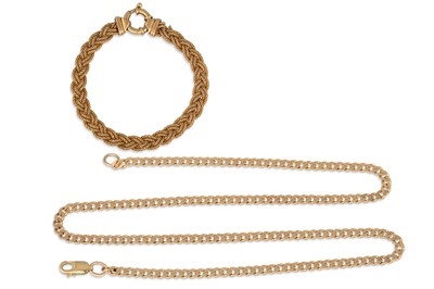 Lot 167 - A 9CT GOLD CURB LINK NECK CHAIN, together with...