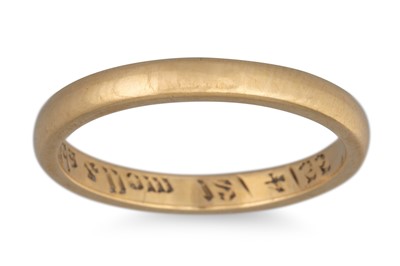 Lot 320 - AN 18CT YELLOW GOLD RING, 4 g., size O