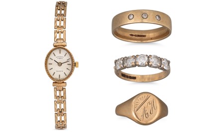 Lot 323 - A 9CT GOLD LADY'S ROTARY COCKTAIL WRISTWATCH,...