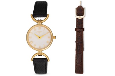 Lot 188 - A LADY'S GOLD PLATED ROTARY WRISTWATCH, white...