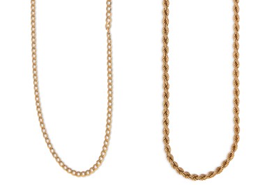 Lot 324 - A 9CT YELLOW GOLD ROPE LINK NECK CHAIN,...
