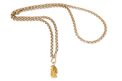 Lot 329 - A 9CT GOLD BELCHER LINK CHAIN, with dog...