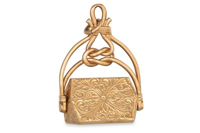 Lot 331 - A 9CT GOLD SWIVEL FOB, with engraved...